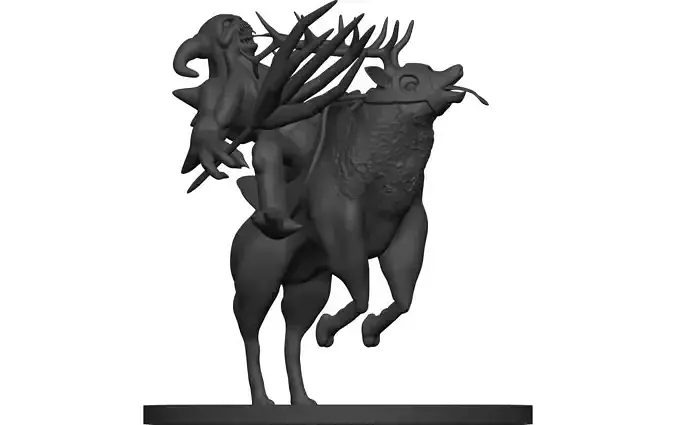 Monster statue of woman riding deer 3D model