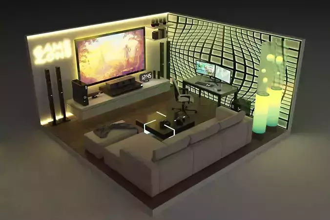 Modern 3d game room 3D model Low-poly 3D model