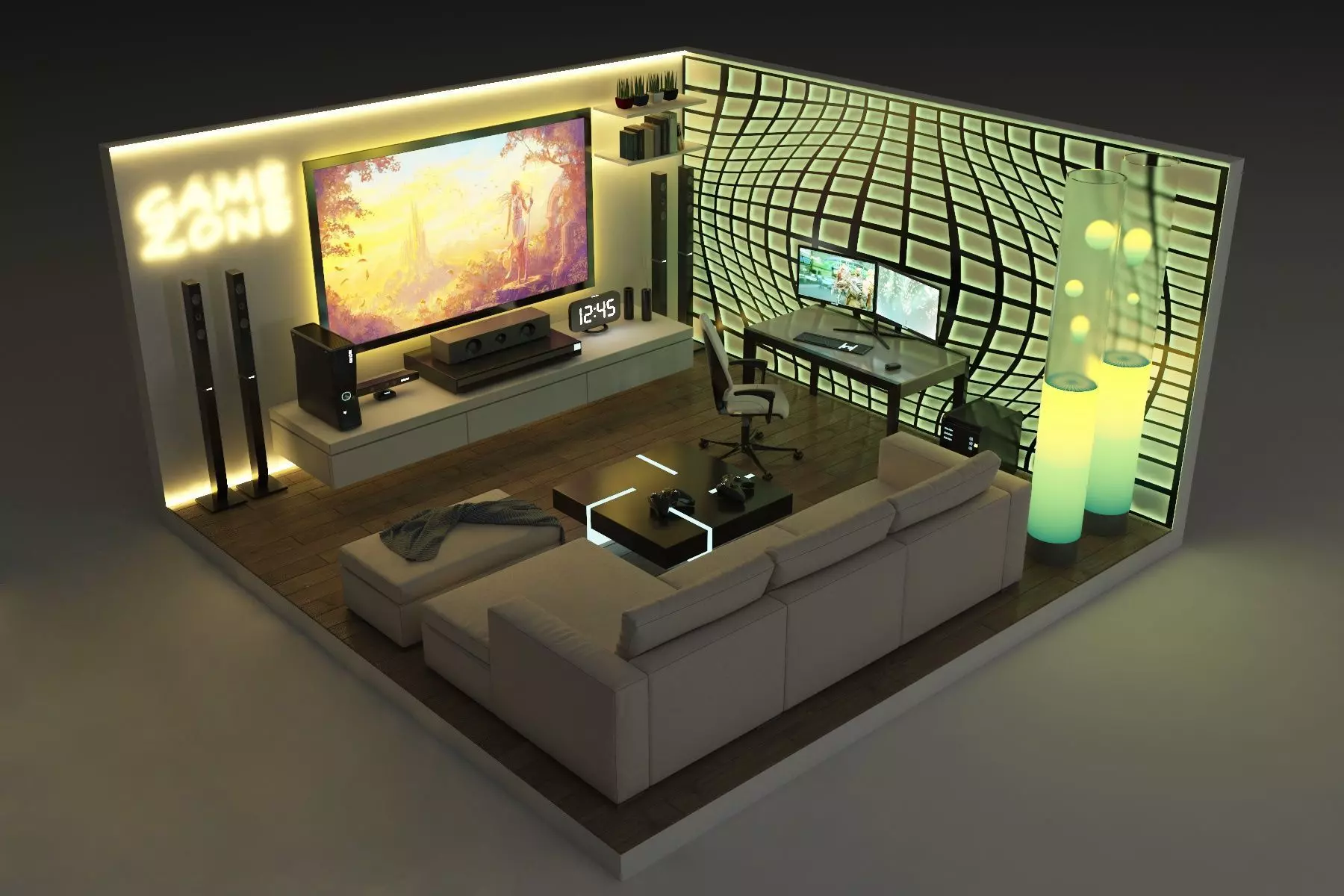 Modern 3d game room 3D model Low-poly 3D model_0