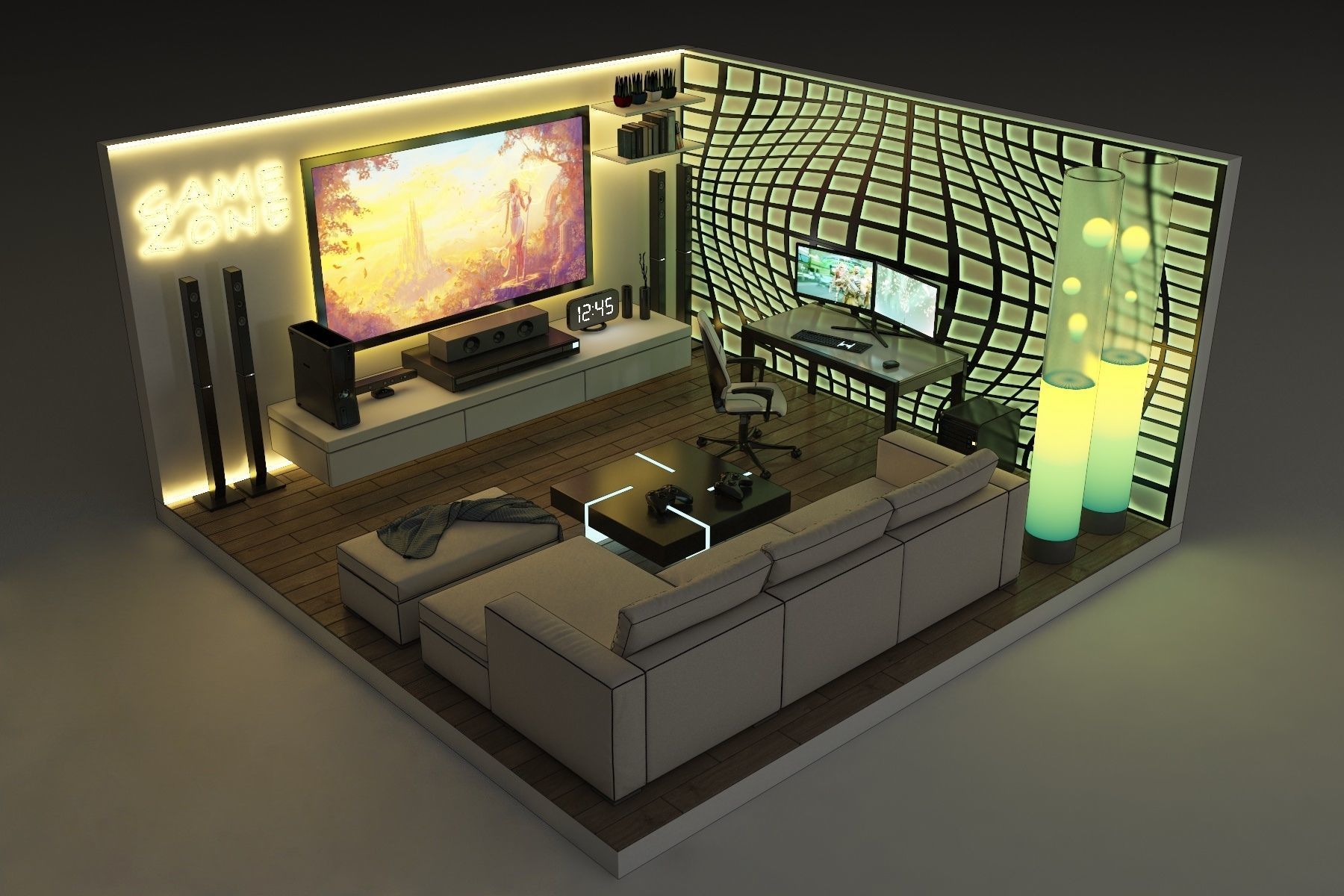 Modern 3d game room 3D model Low-poly 3D model_1