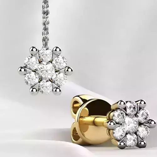 Illusion Setting Stud Gold Earrings 3D print model