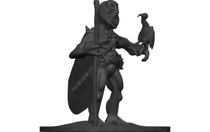 Monster figurine of demon holding cane 3D model