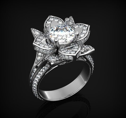 Flower ring 3D print model