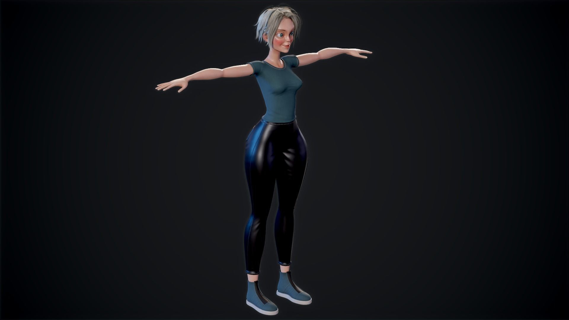 Girl X1 Low-poly 3D model_4