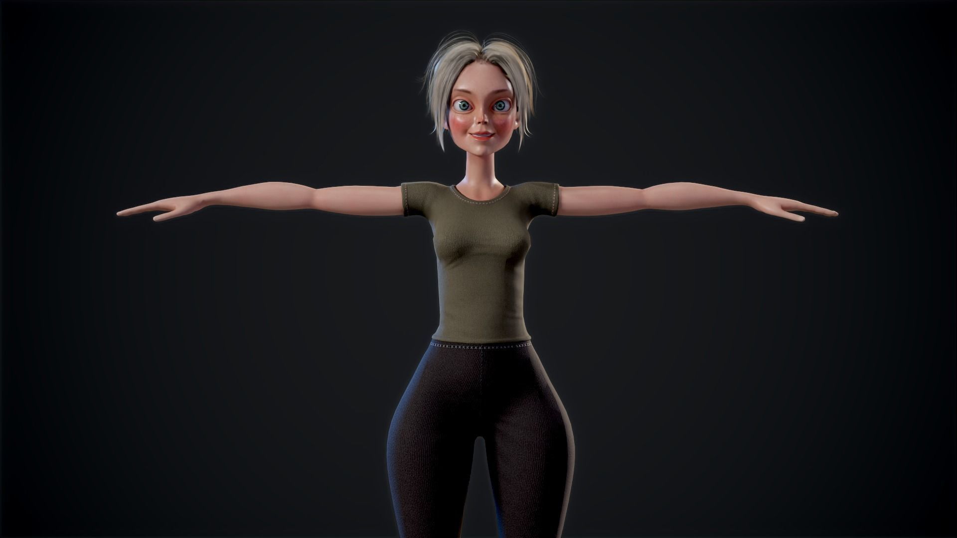 Girl X1 Low-poly 3D model_5