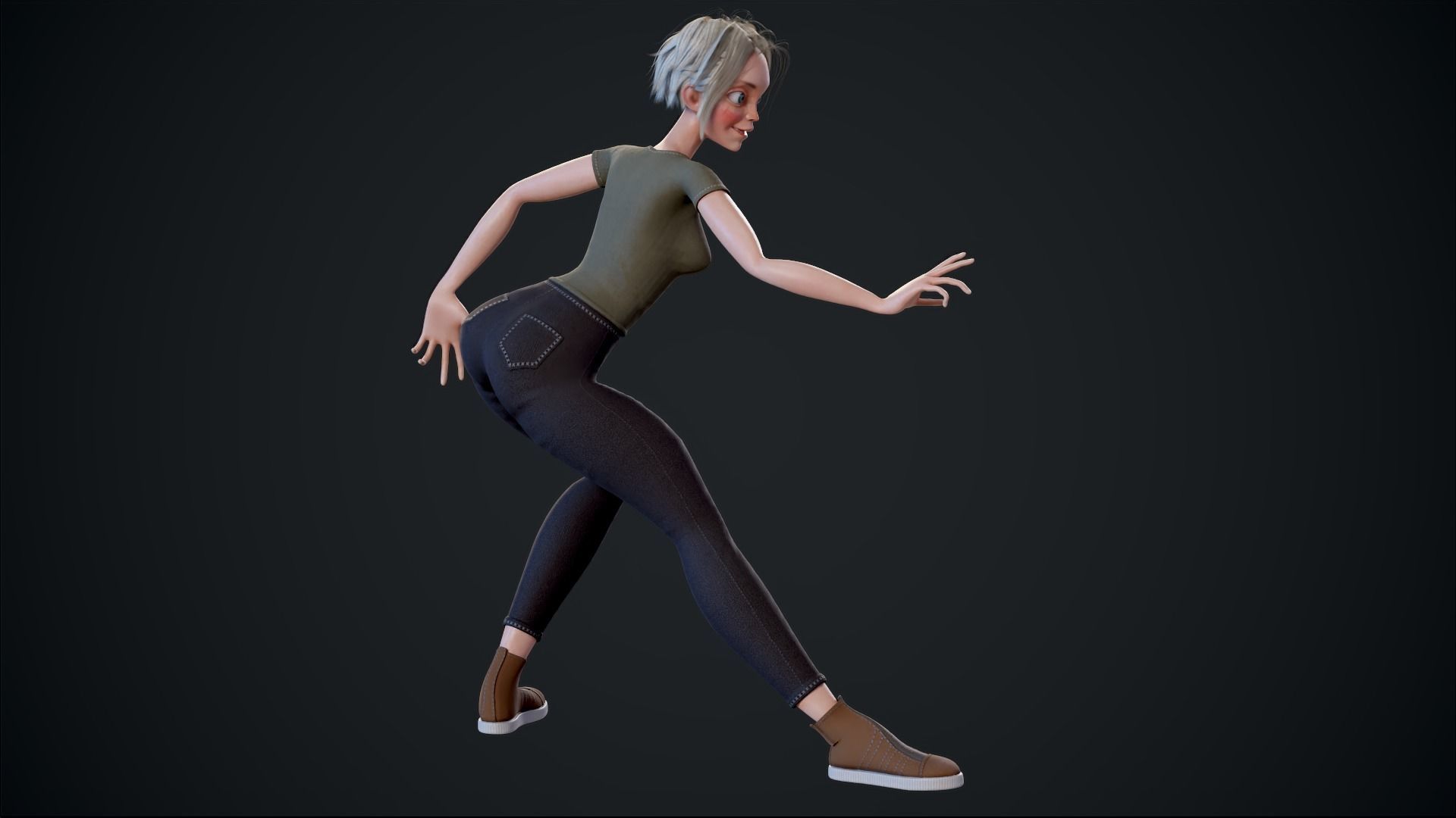Girl X1 Low-poly 3D model_32