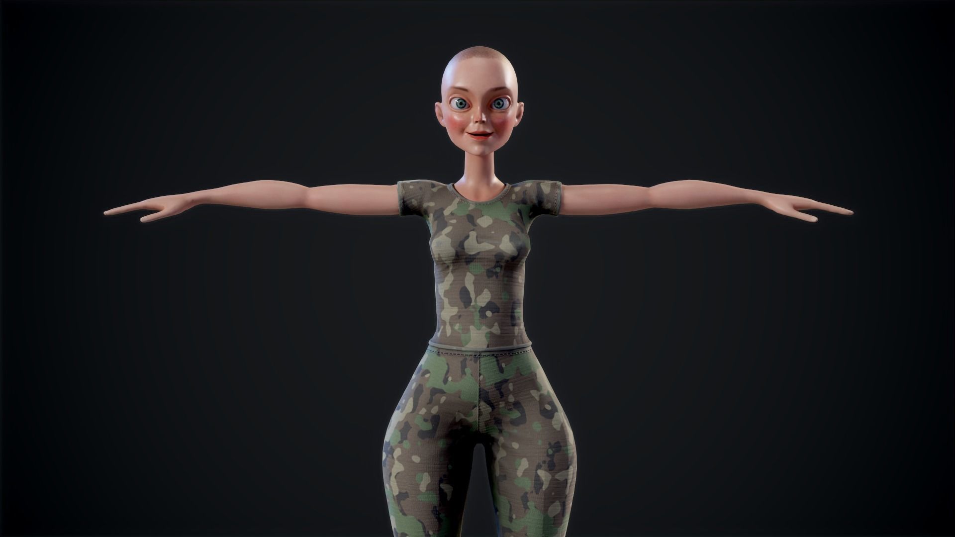 Girl X1 Low-poly 3D model_9