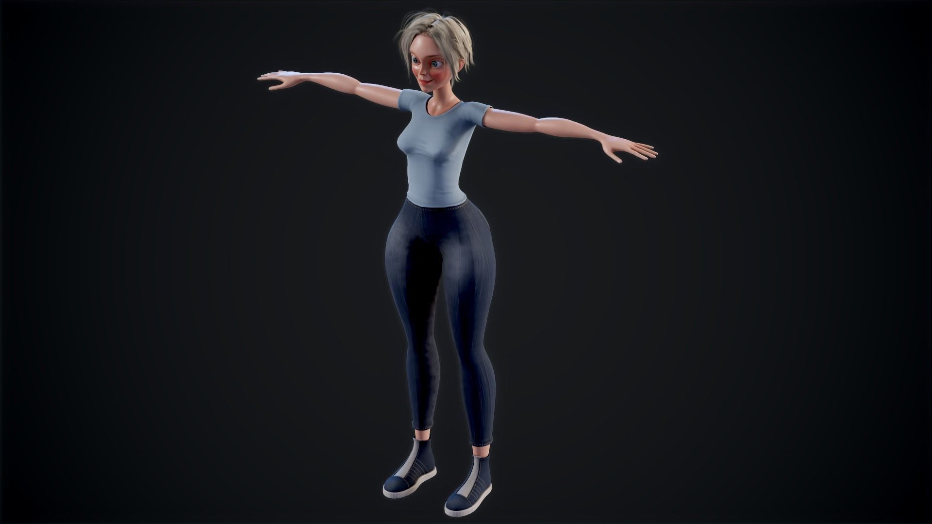 Girl X1 Low-poly 3D model_37