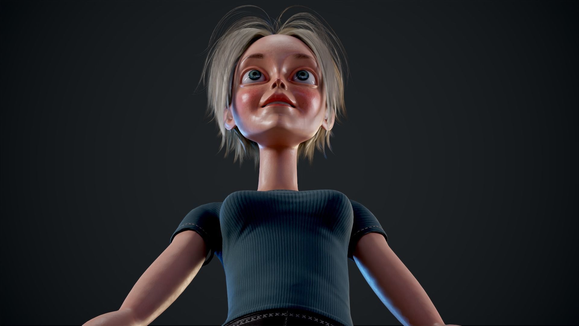 Girl X1 Low-poly 3D model_7