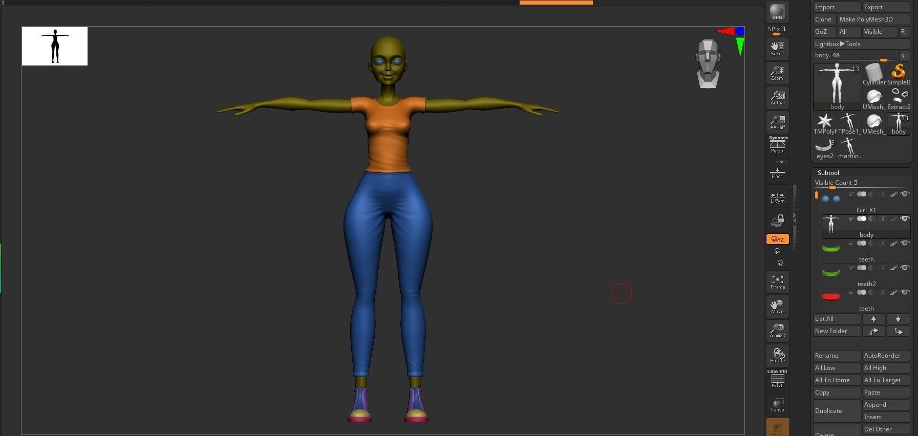 Girl X1 Low-poly 3D model_40