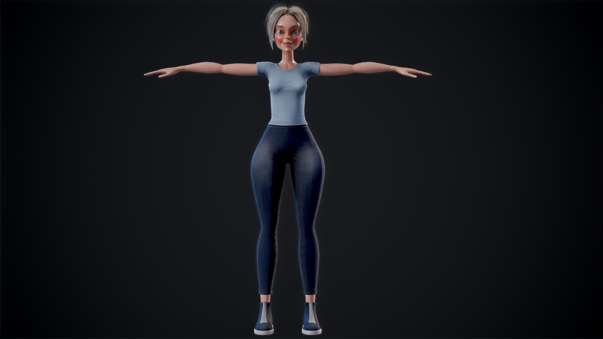 Girl X1 Low-poly 3D model_3