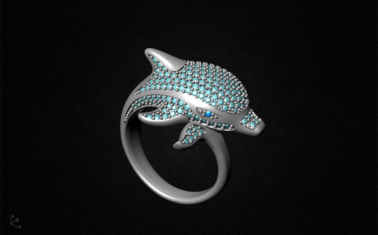  Dolphin ring 3D print model_6