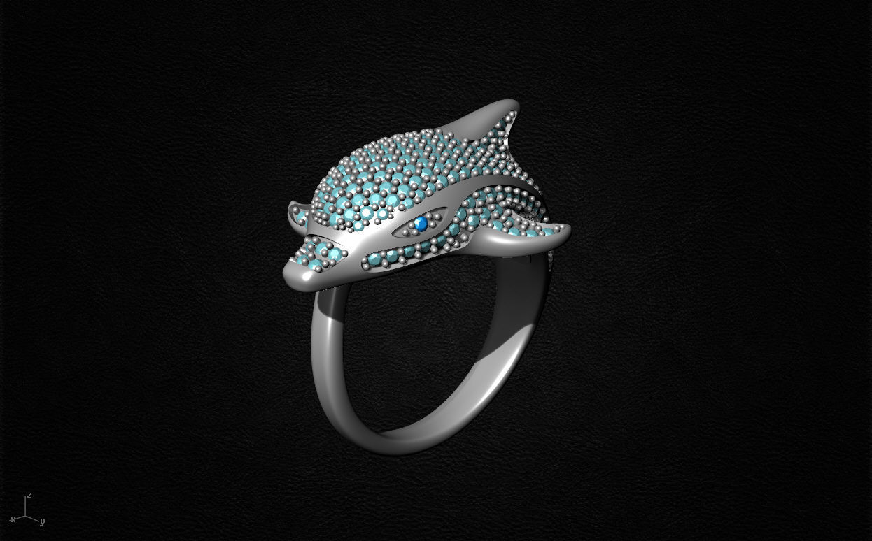  Dolphin ring 3D print model_3
