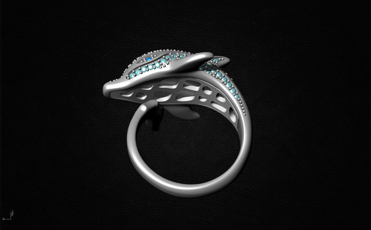  Dolphin ring 3D print model_2