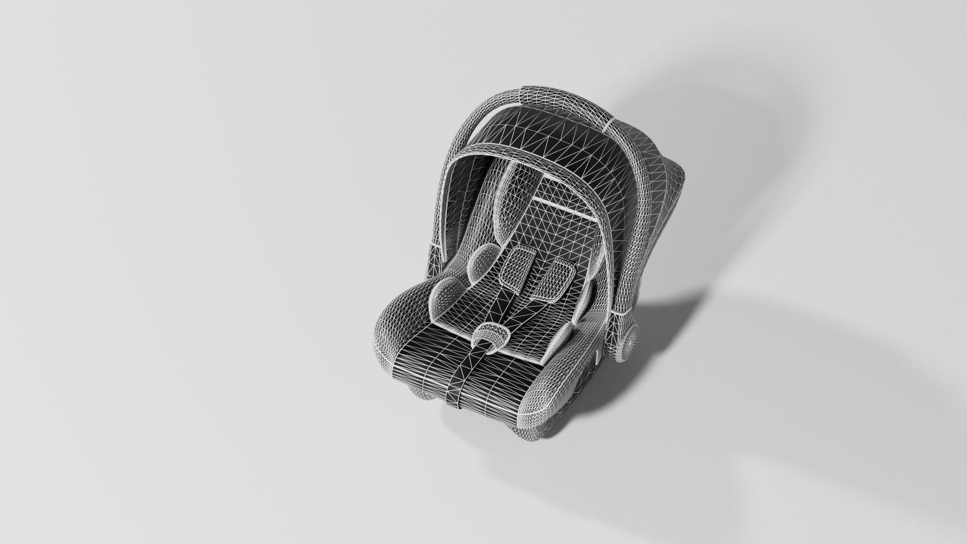 Gray fabric car seat for baby 0-13 kg S Low-poly 3D model_9
