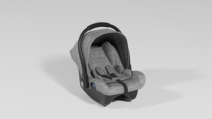 Gray fabric car seat for baby 0-13 kg S Low-poly 3D model