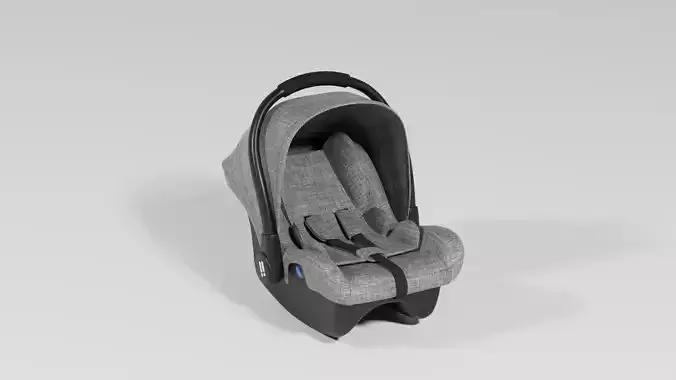 Gray fabric car seat for baby 0-13 kg S Low-poly 3D model