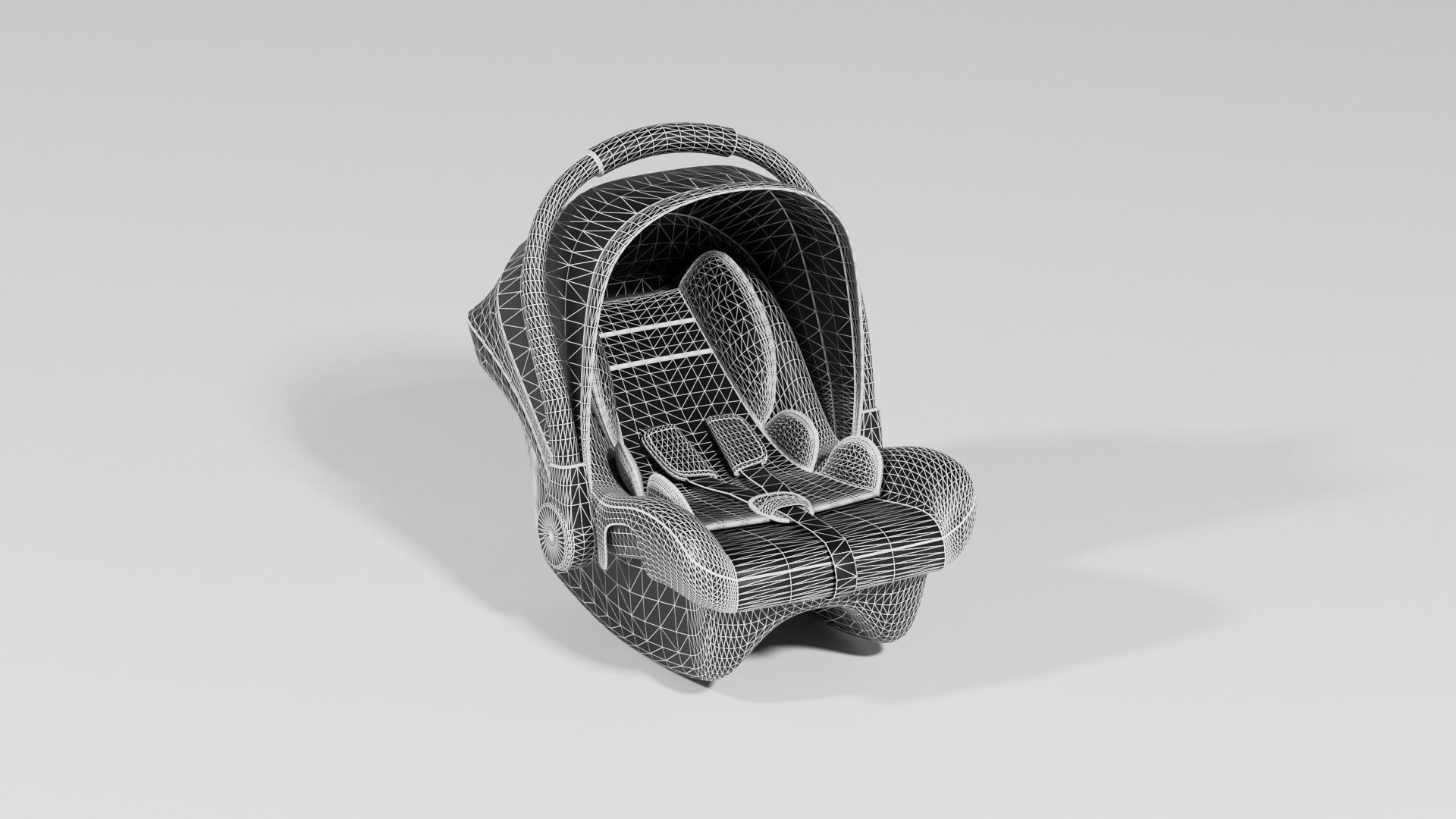 Gray fabric car seat for baby 0-13 kg S Low-poly 3D model_10