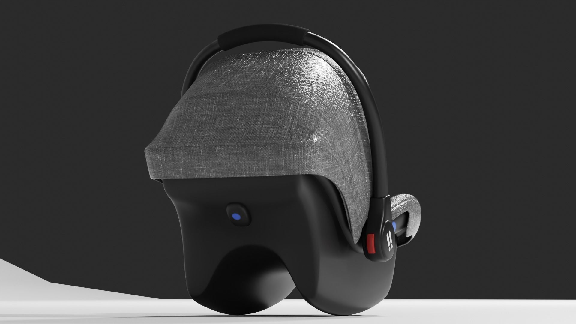 Gray fabric car seat for baby 0-13 kg S Low-poly 3D model_5