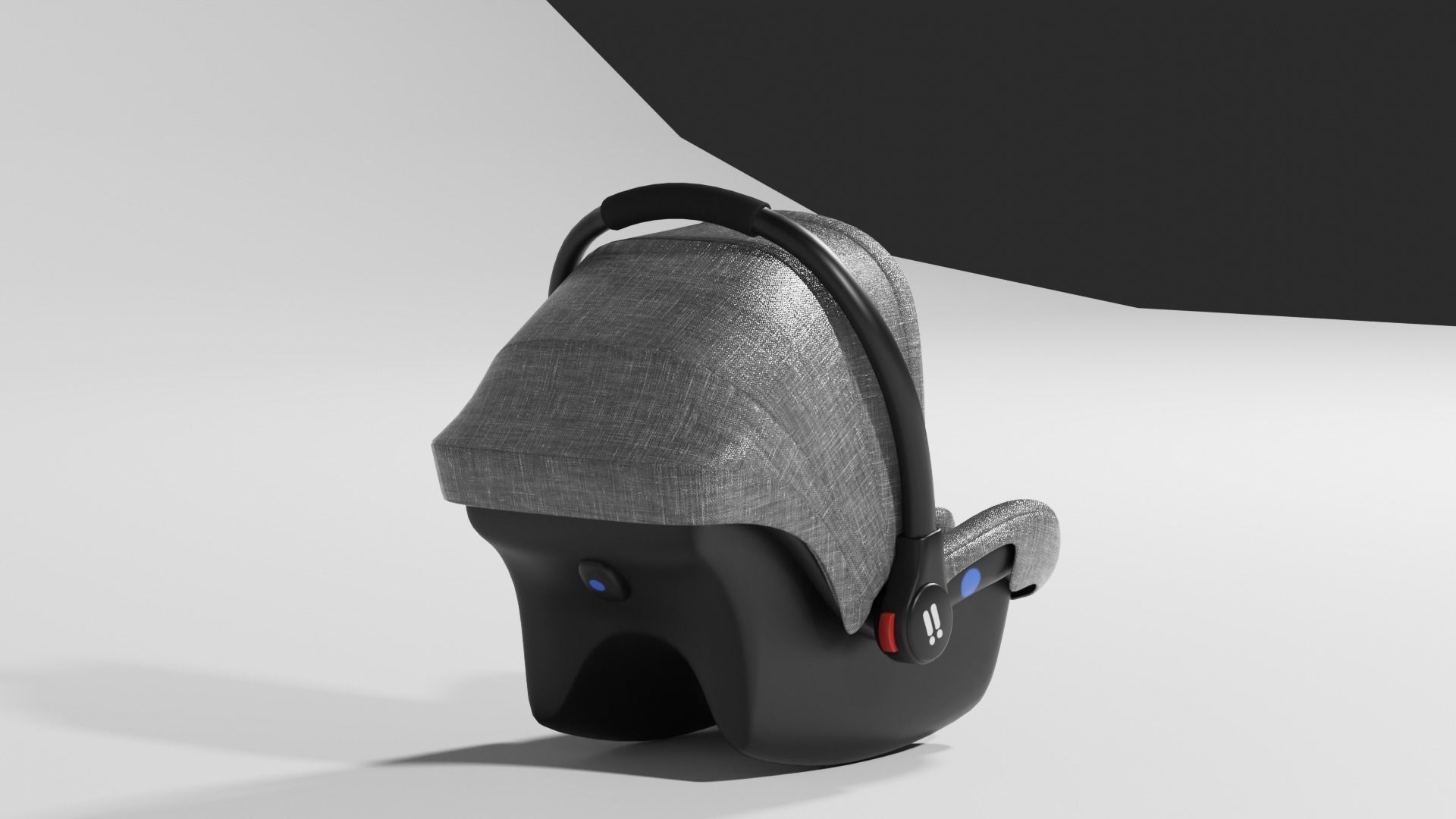 Gray fabric car seat for baby 0-13 kg S Low-poly 3D model_6