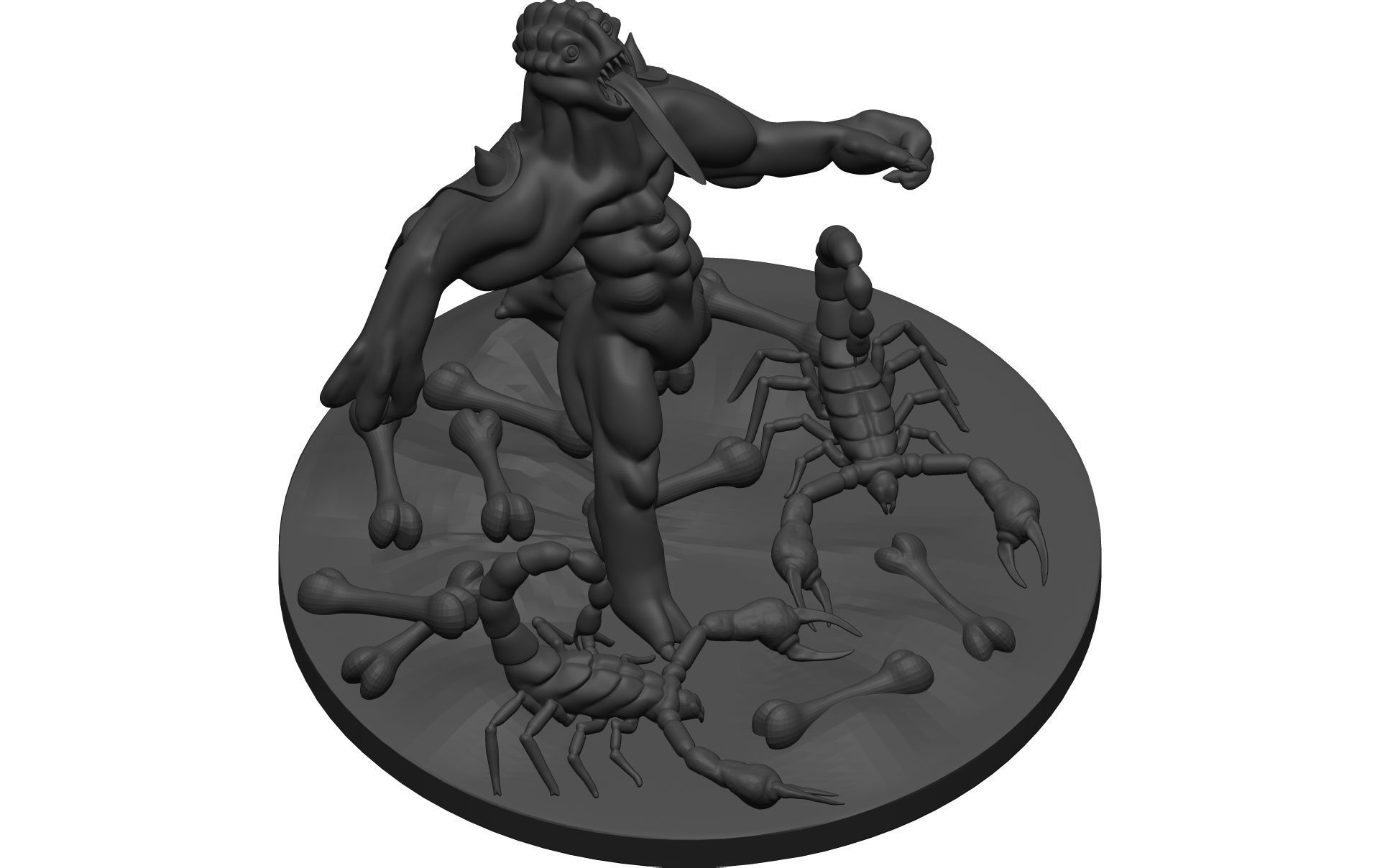 Monster figurine with scorpion 3D model_8