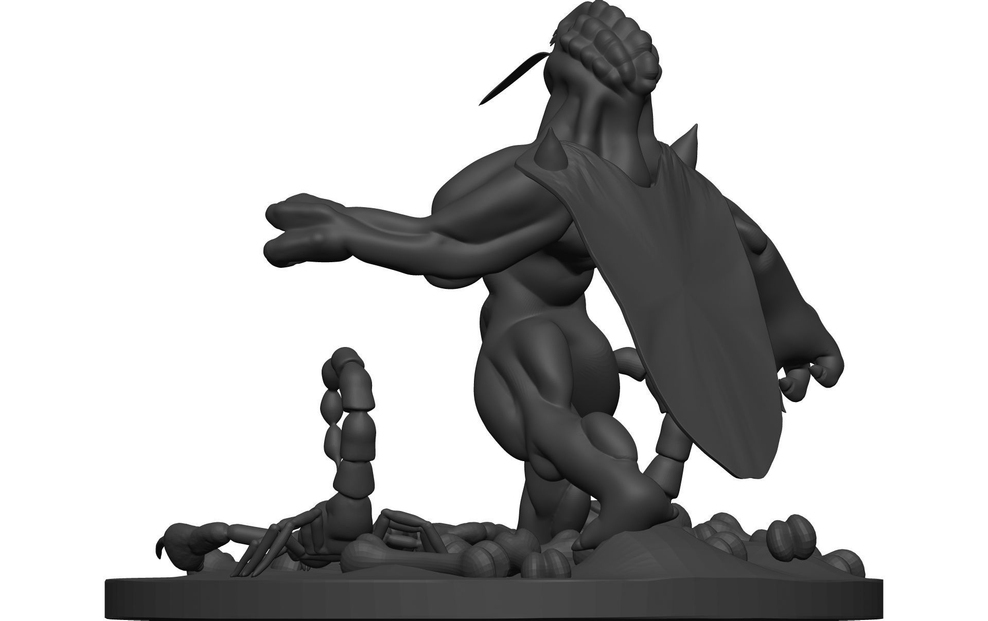 Monster figurine with scorpion 3D model_4