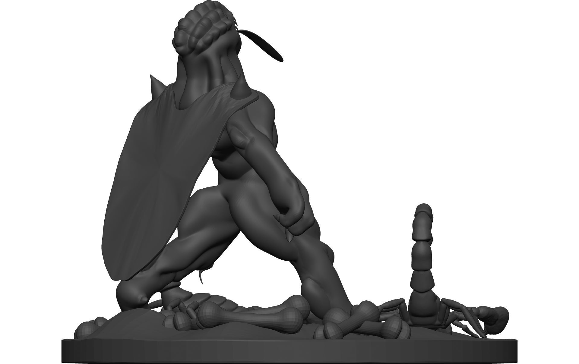 Monster figurine with scorpion 3D model_6