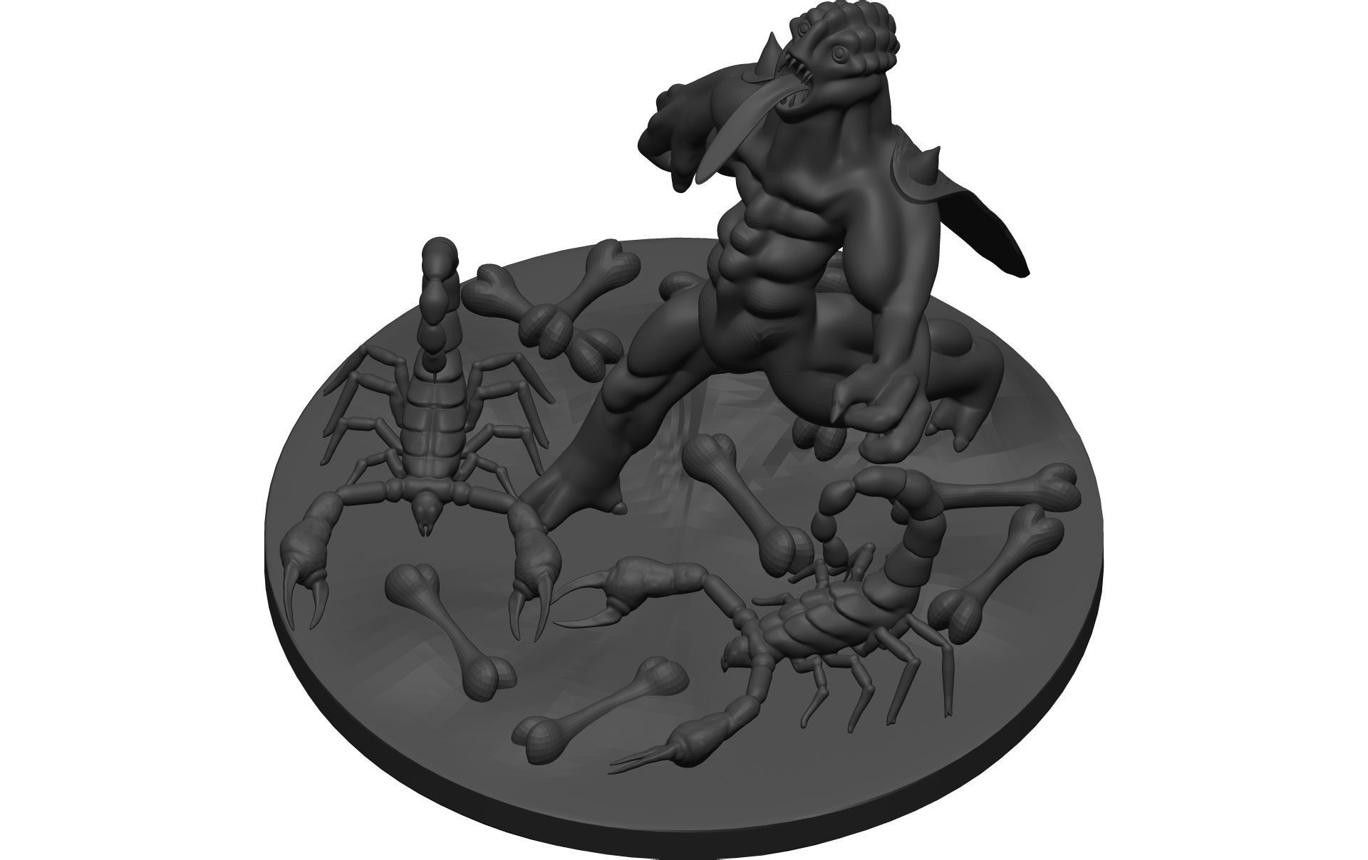 Monster figurine with scorpion 3D model_10