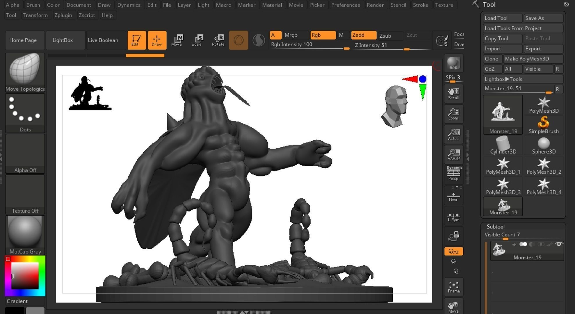 Monster figurine with scorpion 3D model_12