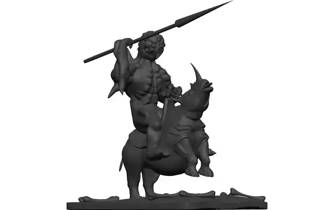 Monster statue of woman on horse 3D model