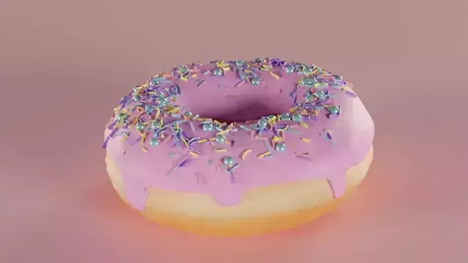 Pink Donut - High Poly Mesh - 3D Modelled Asset