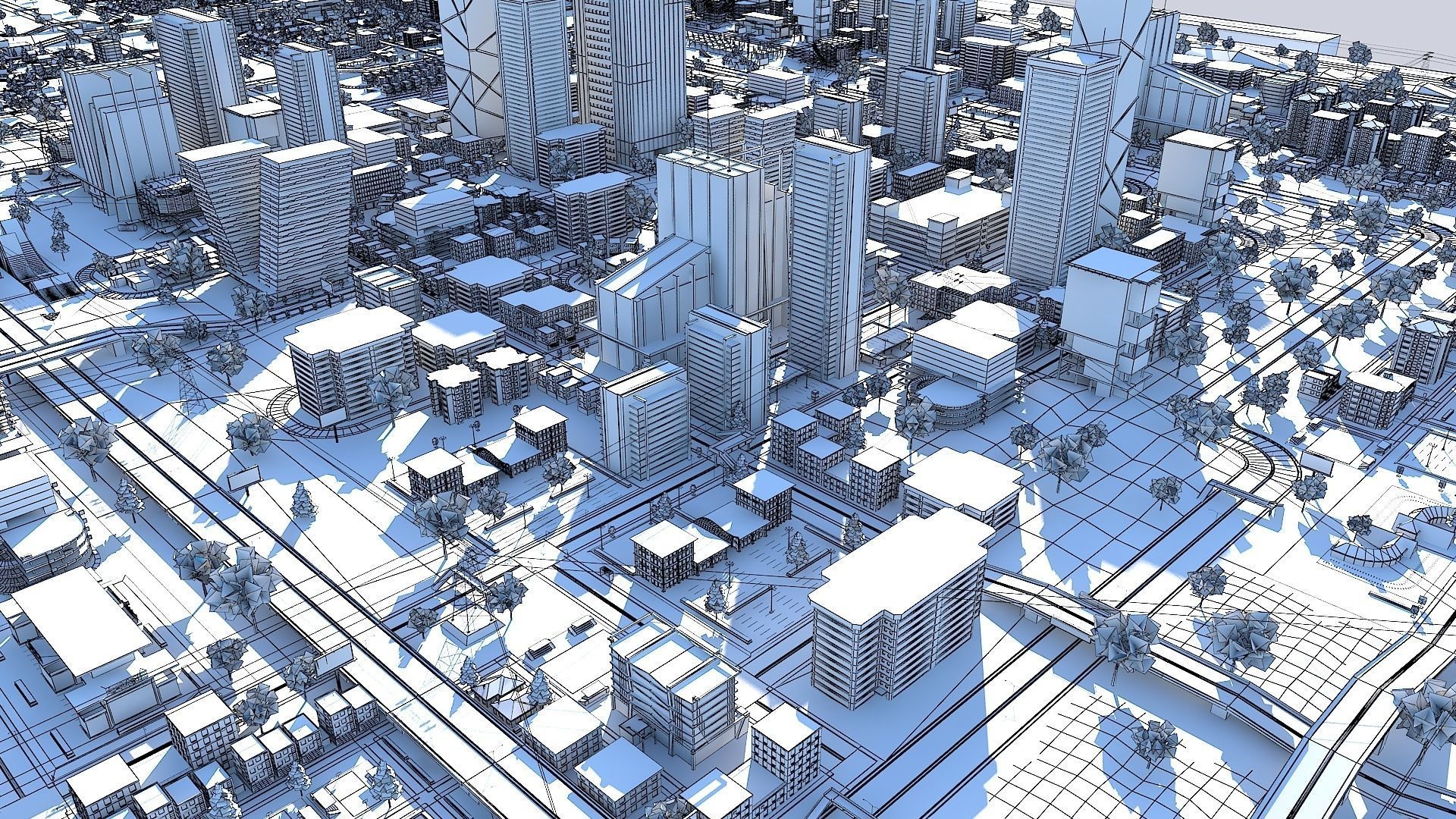 Ultra Mega City High Detail Low Poly Low-poly 3D model_32
