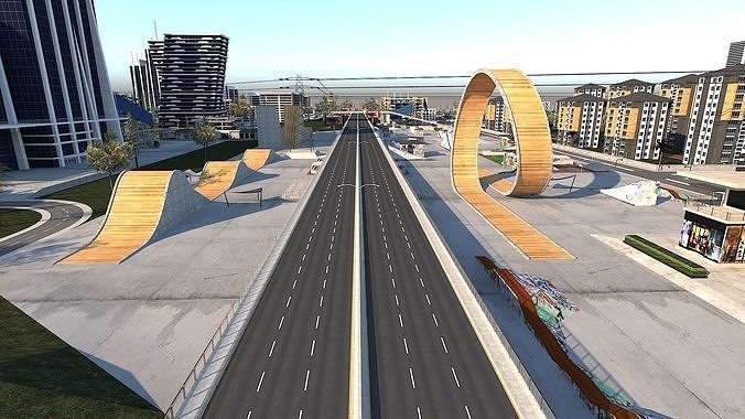 Ultra Mega City High Detail Low Poly Low-poly 3D model 5