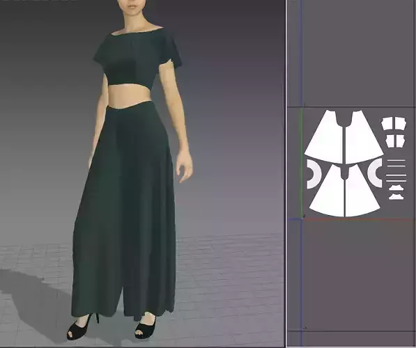 culottes pantskirt-Marvelous Designer 3D model