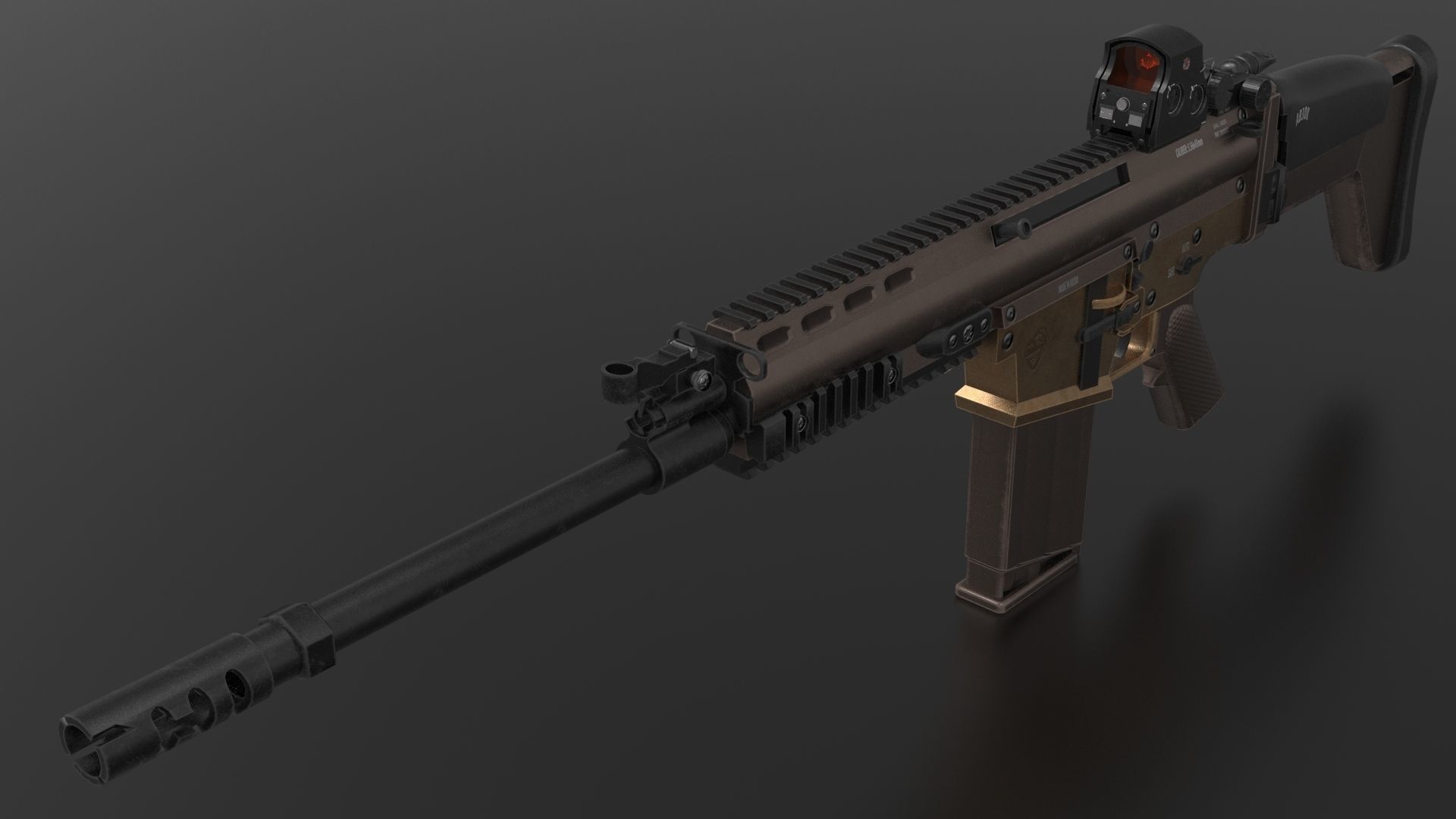 FN Scar Gun Low-poly 3D model_8