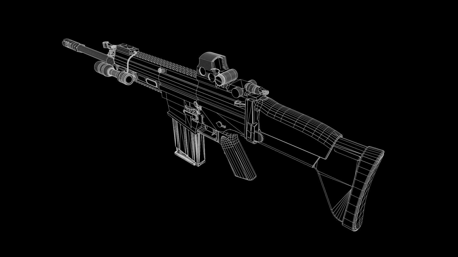 FN Scar Gun Low-poly 3D model_14