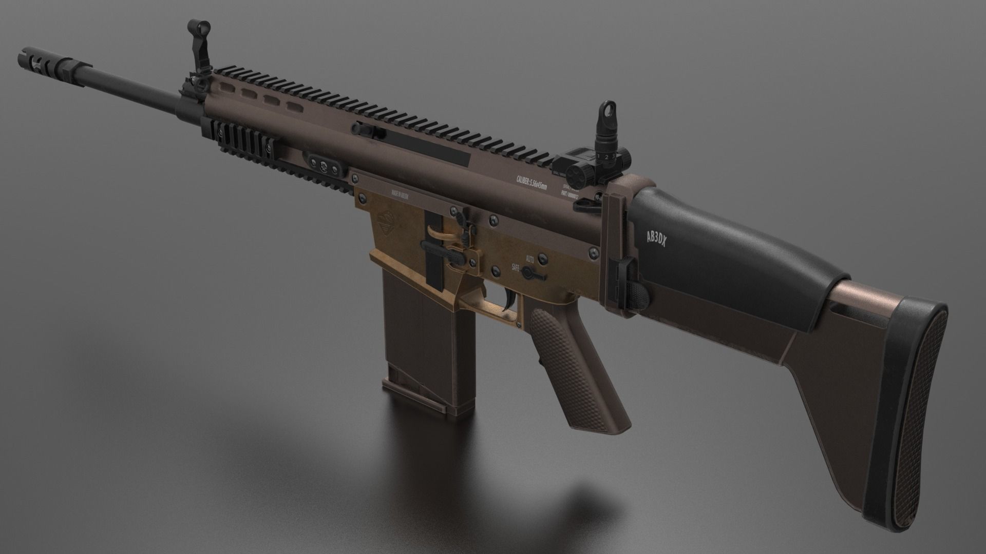 FN Scar Gun Low-poly 3D model_3