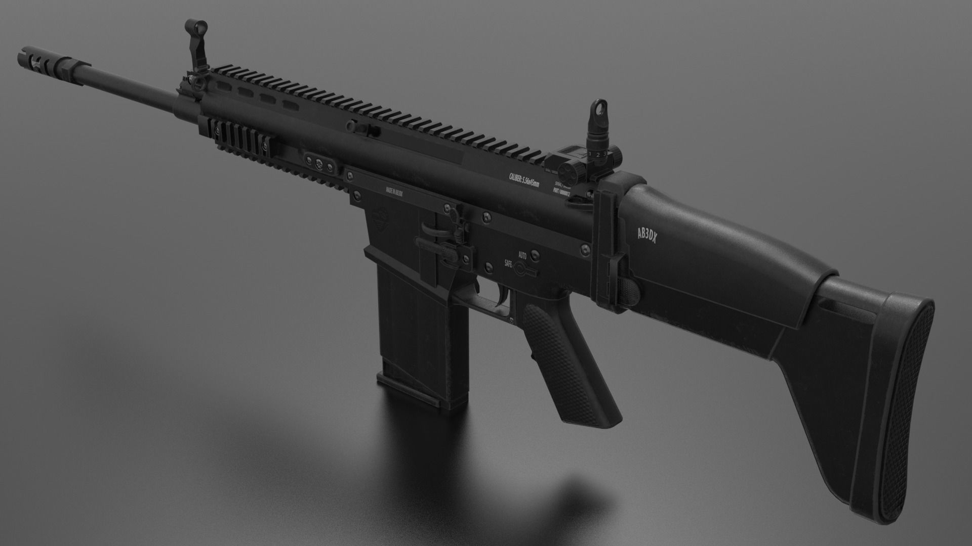 FN Scar Gun Low-poly 3D model_4