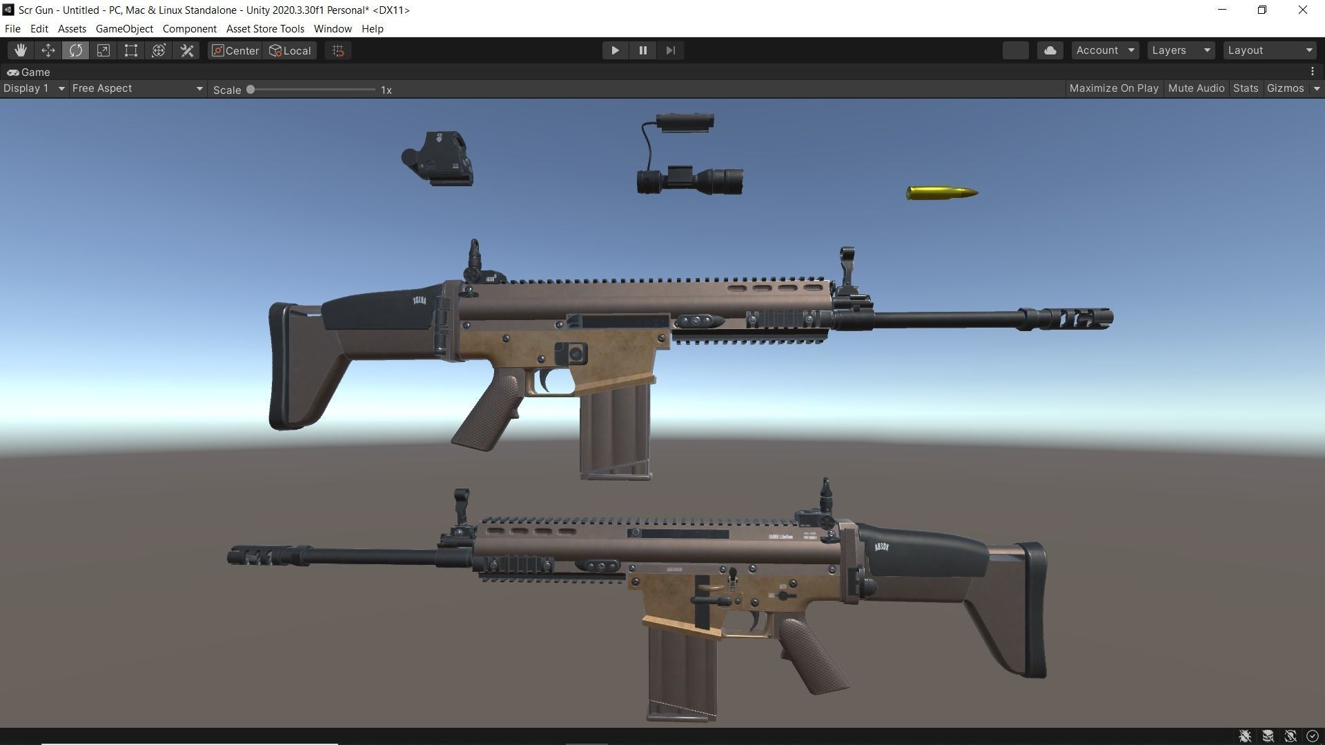 FN Scar Gun Low-poly 3D model_13