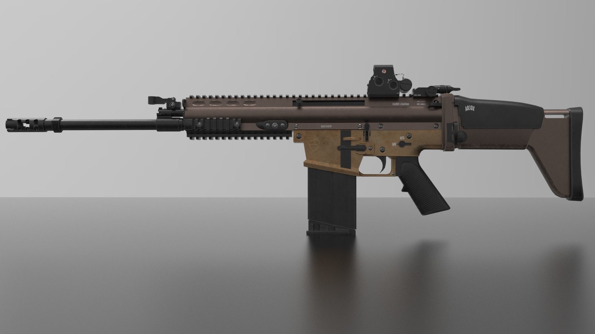 FN Scar Gun Low-poly 3D model_10