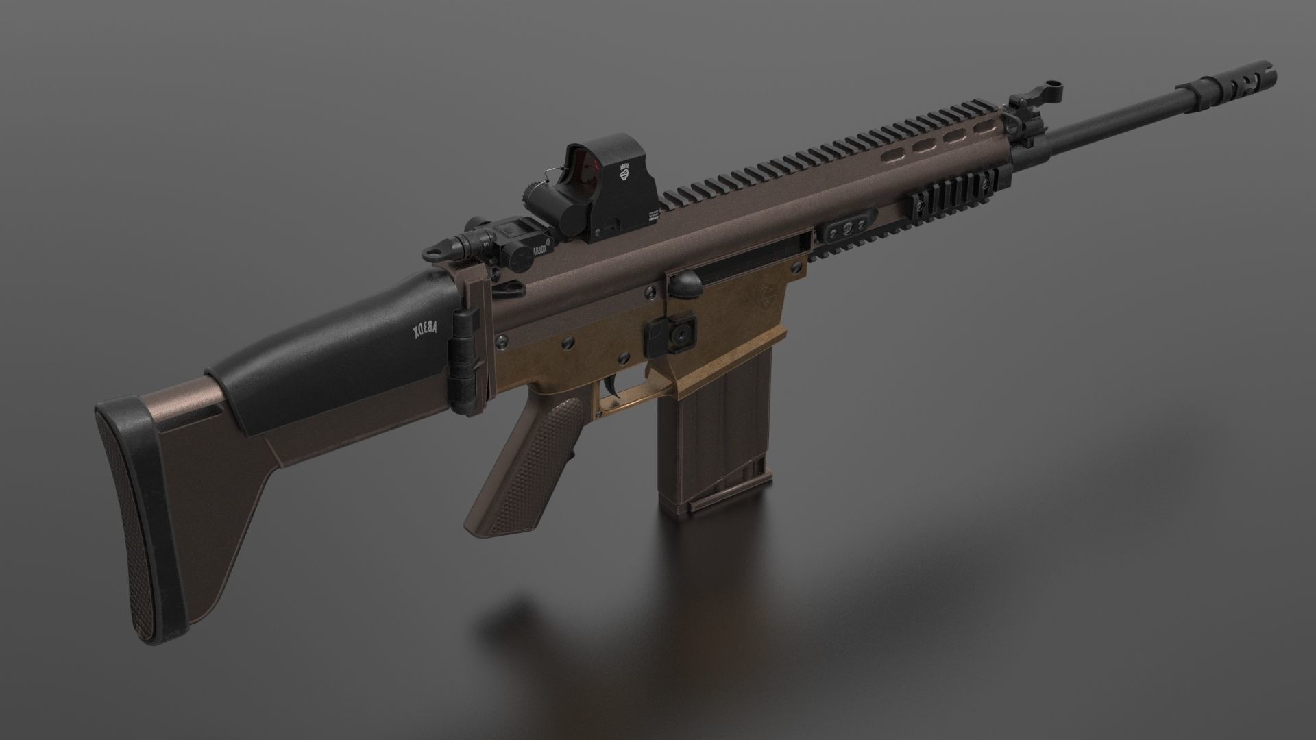 FN Scar Gun Low-poly 3D model_7
