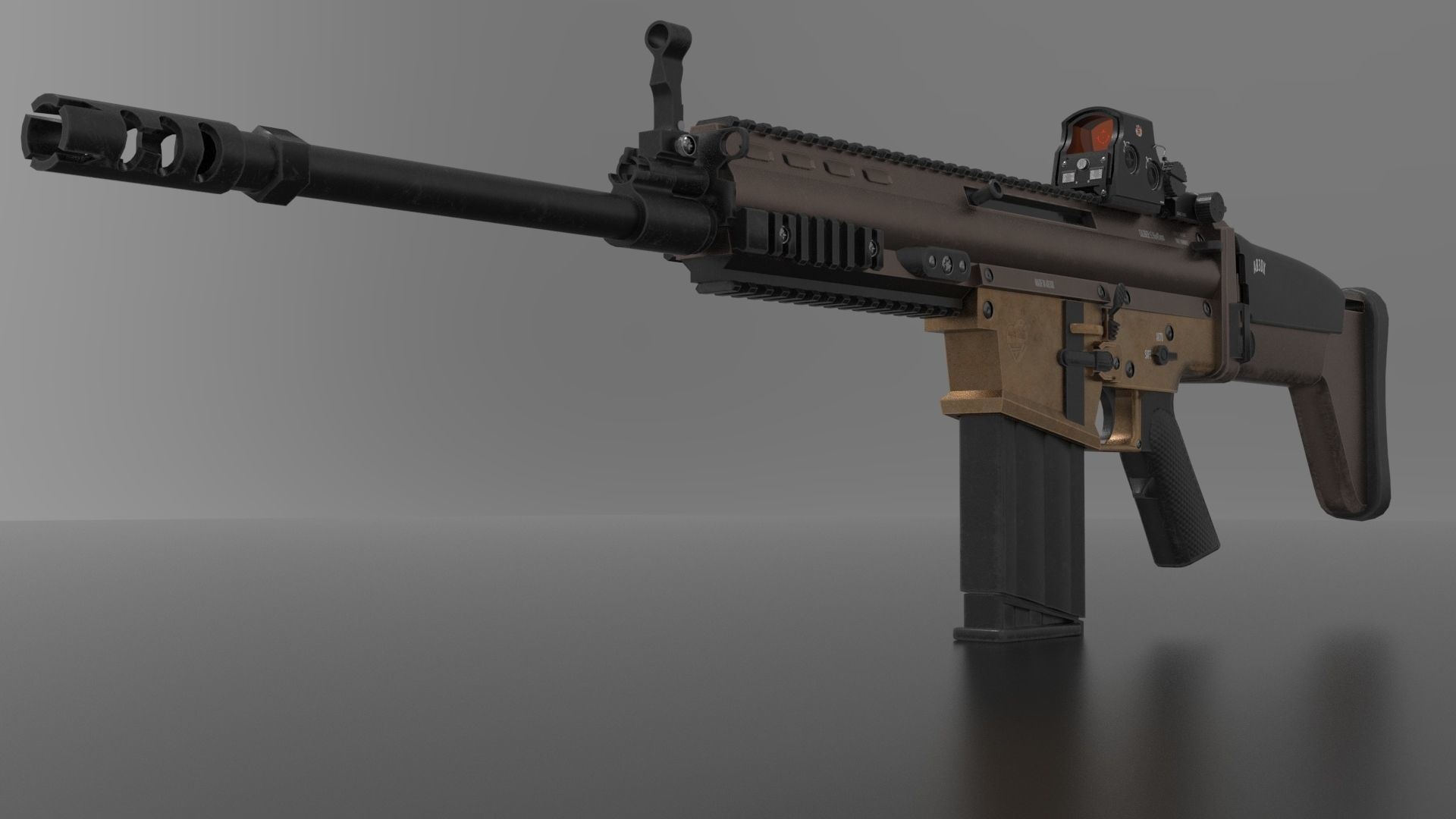 FN Scar Gun Low-poly 3D model_9