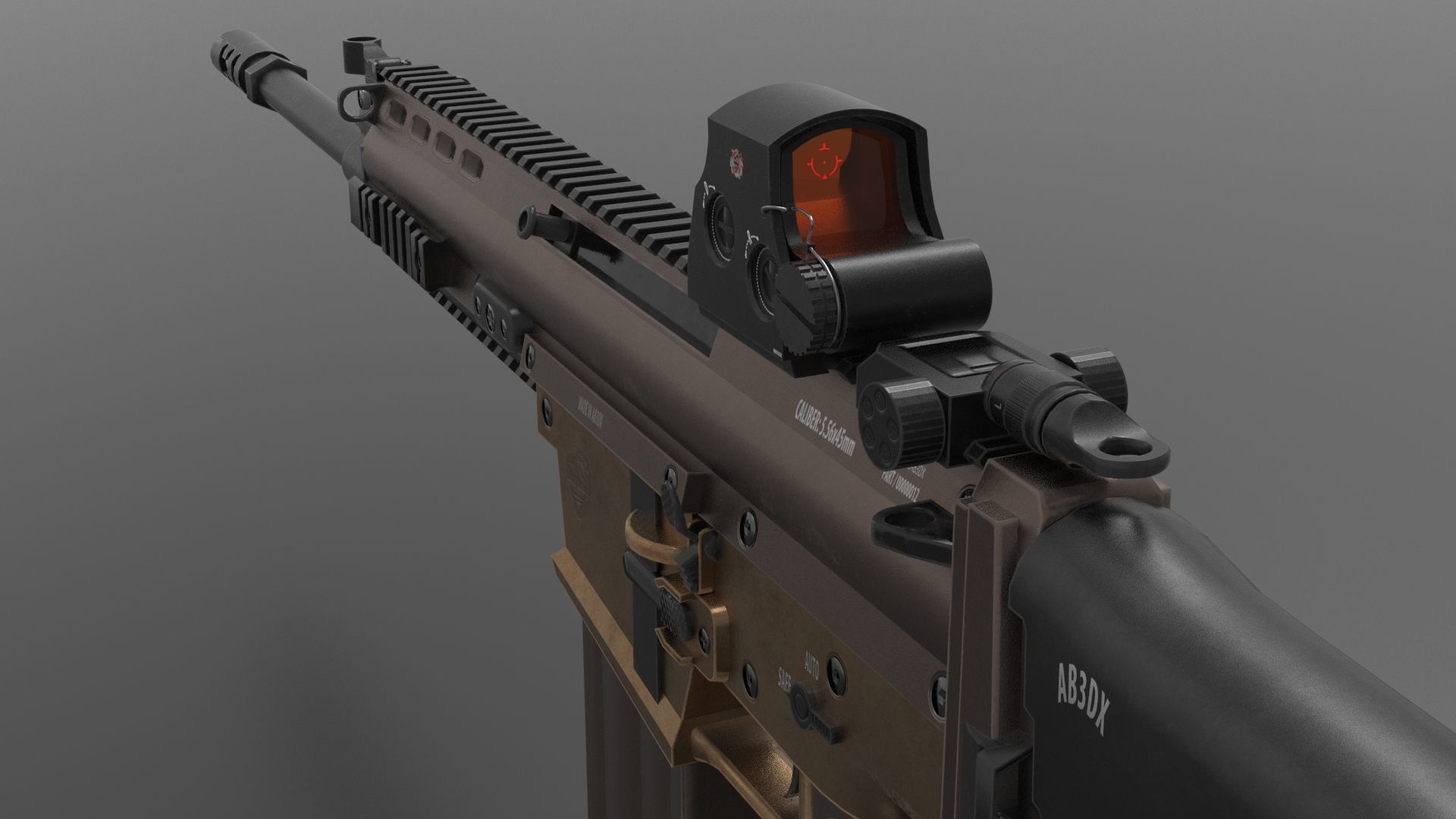 FN Scar Gun Low-poly 3D model_5