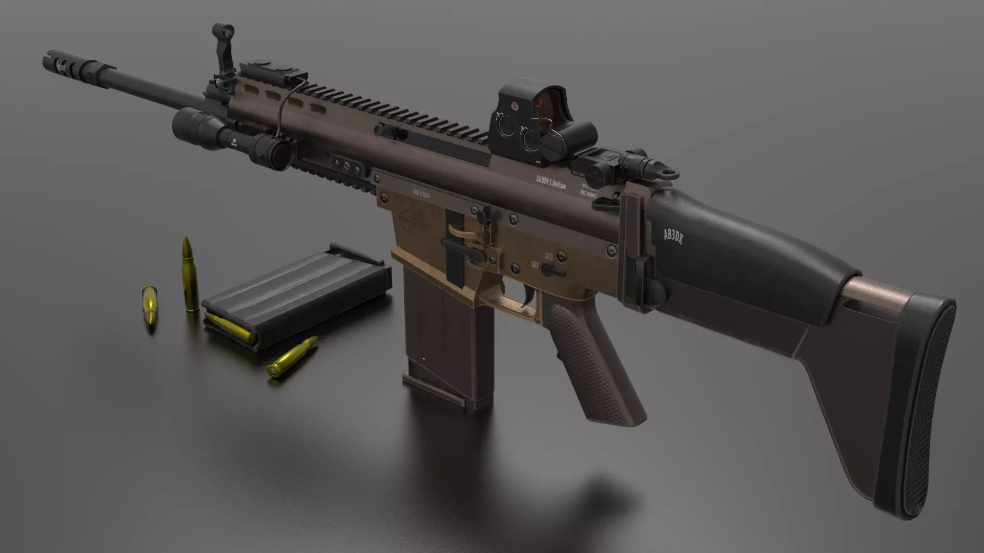 FN Scar Gun Low-poly 3D model_0