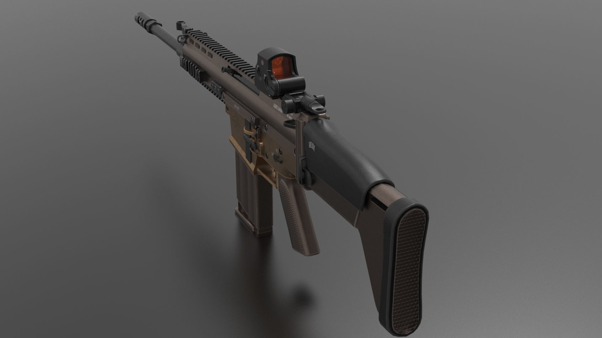 FN Scar Gun Low-poly 3D model_6