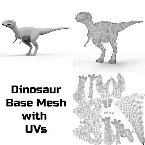 Dinosaur Base Mesh Low-poly 3D model