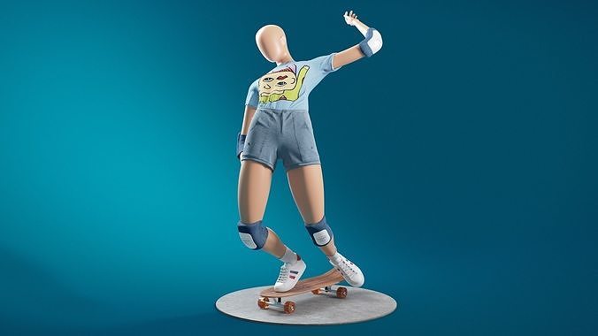 Skateboarding Girl 3D model