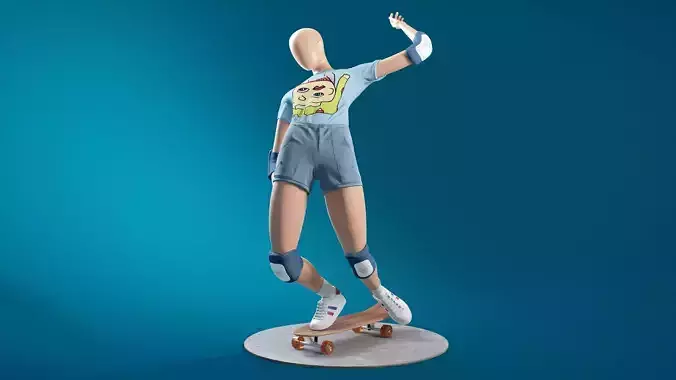 Skateboarding Girl 3D model