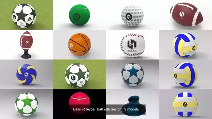 Balls volleyball ball with design 3D Model Collection