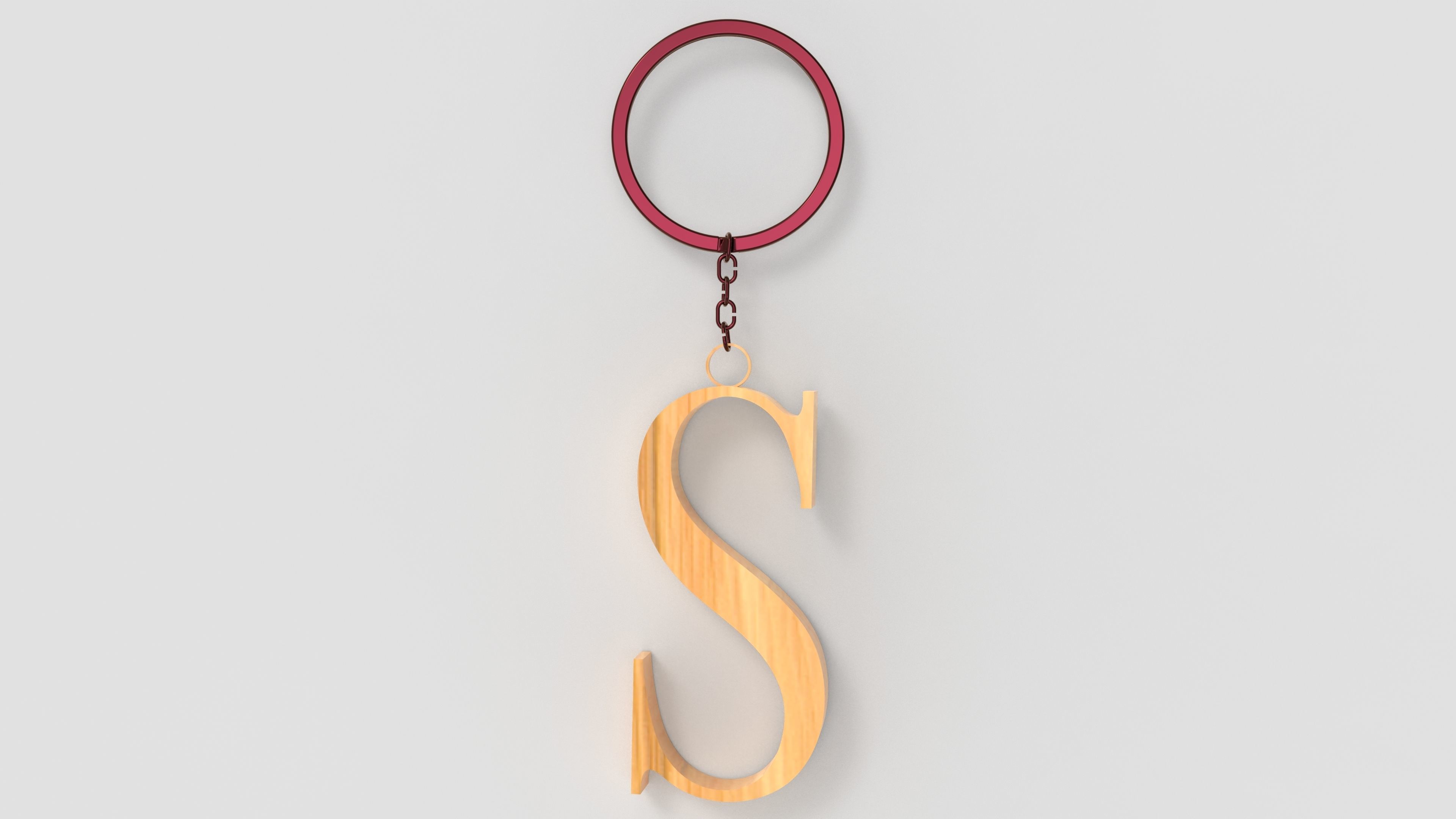 Keychain letter S 3D print model_5